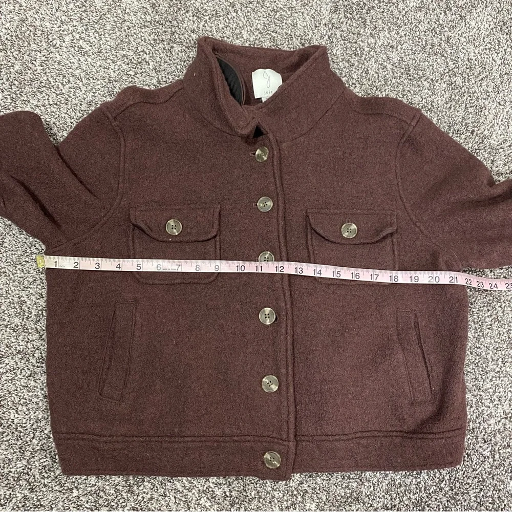 Joie‎ Boiled Wool Blend Cropper Unlined Muted Cranberry Button Down XL